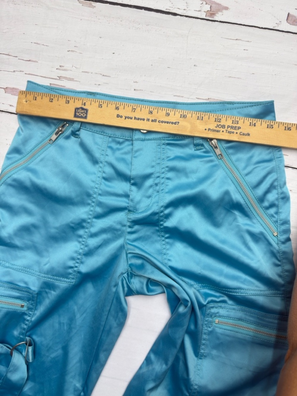 BDG Satin Flight Cargo Pants Blue Size 2 Y2K Streetwear - Picture 7 of 11